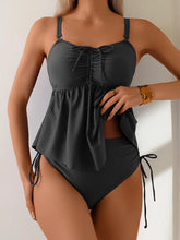 Solid Color Tankini Set Slimming Two Piece Swimwear with Tummy Control Bathing Suit