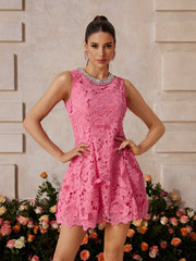Sleeveless Embroidered Mini Dress