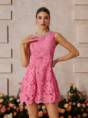 Sleeveless Embroidered Mini Dress