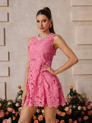 Sleeveless Embroidered Mini Dress
