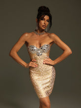 Rhinestone Printed Bandage Mini Dress