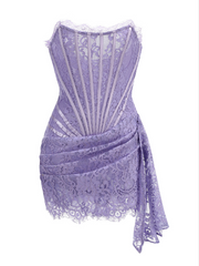 Robe bustier en dentelle lilas