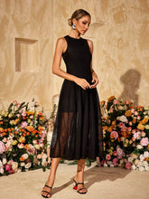 Sleeveless Knitted Midi Dress In Black