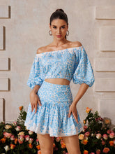 Off Shoulder Printed Skirt Set