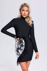Mirror Feather Bandage Mini Dress