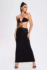Robe longue dos nu à découpes