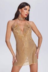 Robe métallisée dos nu