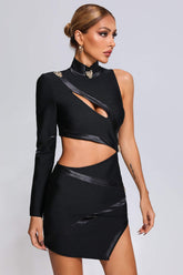 One Shoulder Cutout Mini Bandage Dress