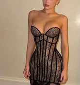 Charming Black Lace Mini Dress