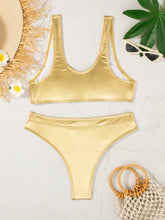 metallic bandeau bikinis Sets two pieces thong swimsuit bathingwear biquini tankini