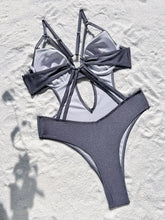 glitter grey backless swimsuit one piece underwire hollow Swimwears biquini bathing
