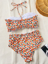 ruffles floral print bandeau bow bikinis Sets two pieces Swimsuit bathing suit biquini