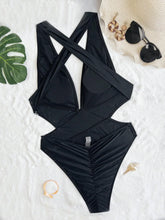 solid back cross swimsuit one piece backless wrinkle bikini thong swimwears biquini bathing