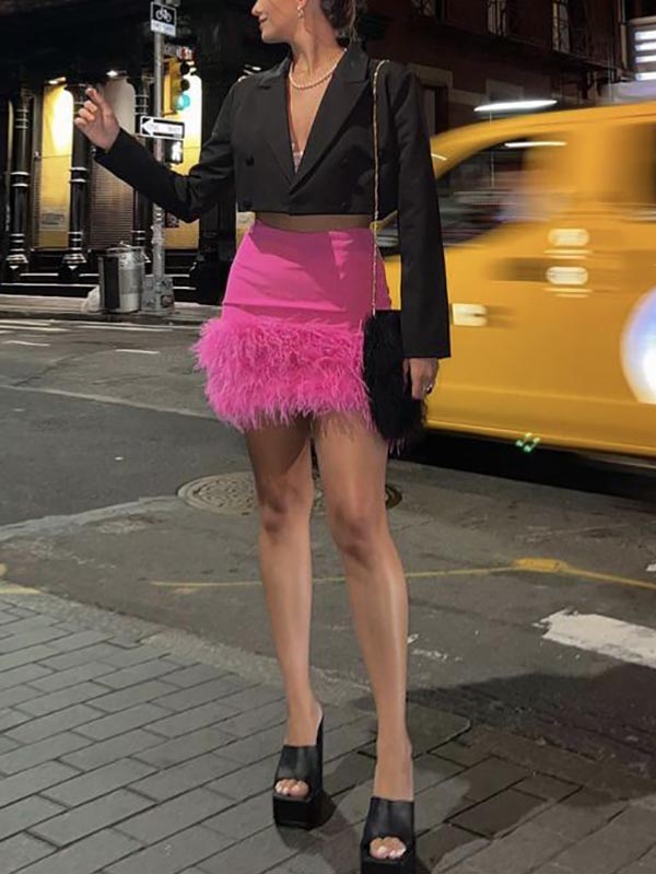 Feather Mini Skirts