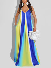 Ombre Spaghetti Strap Maxi Dresses