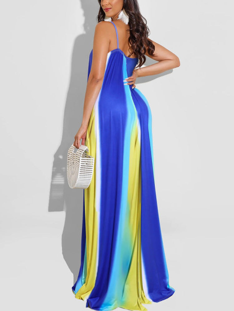 Ombre Spaghetti Strap Maxi Dresses