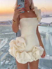 One Shoulder Ruffles Bud Dresses