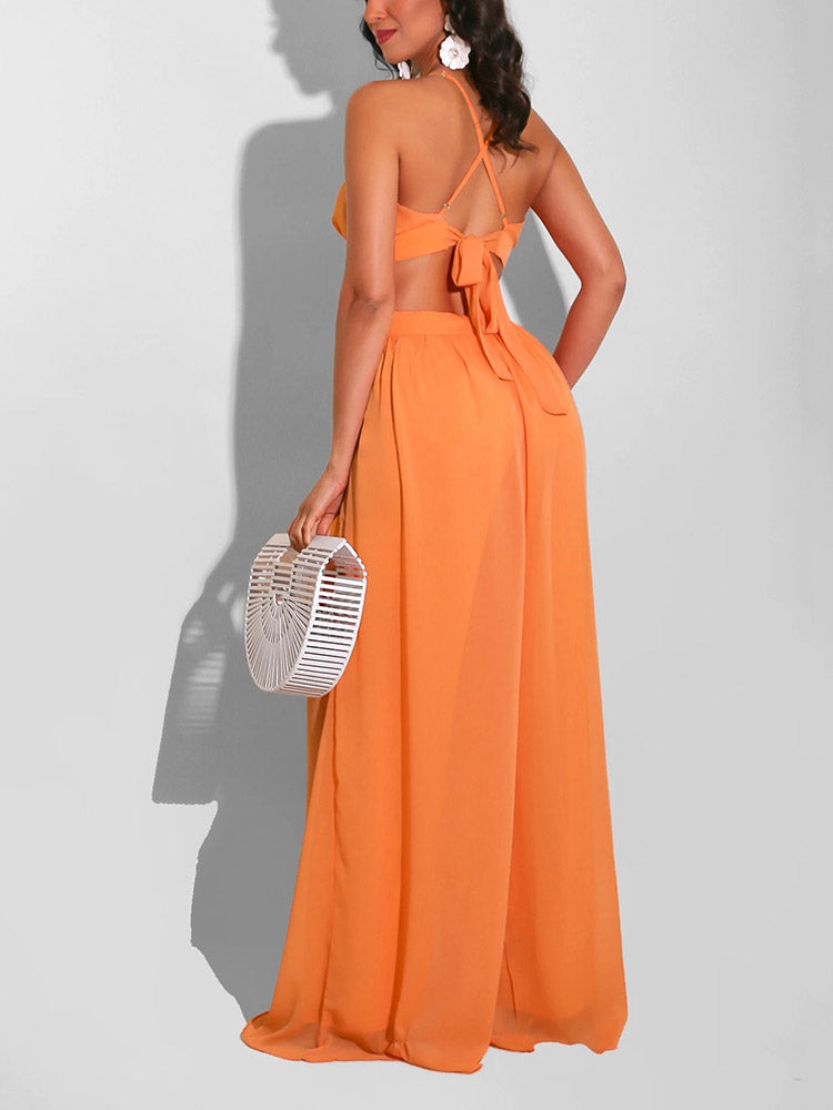 Straps V-Neck Cut Out Jumpsuits