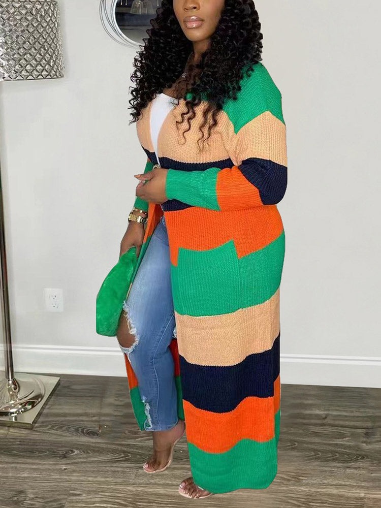 Knitted Color Block Cardigans