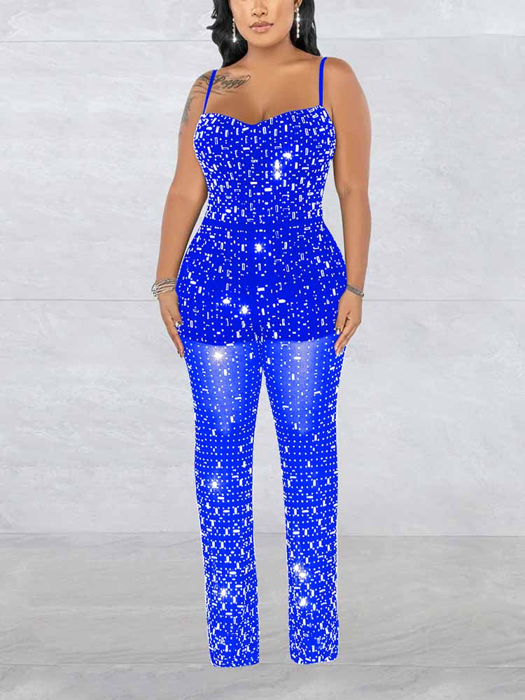 Combinaison en résille à strass 