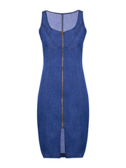 Sleeveless Zipper Slim Denim Dresses