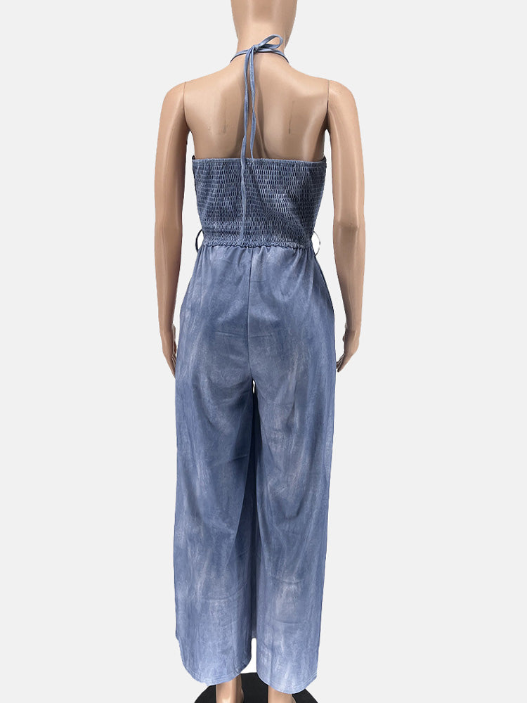 Halter Sleeveless Wide Leg Jumpsuits
