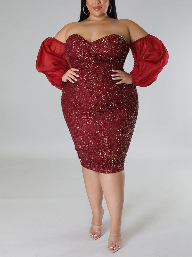 Sequin Tube Midi Holiday Dresses