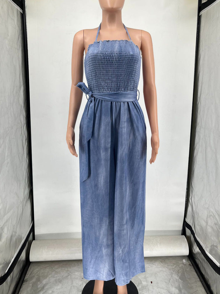Halter Sleeveless Wide Leg Jumpsuits
