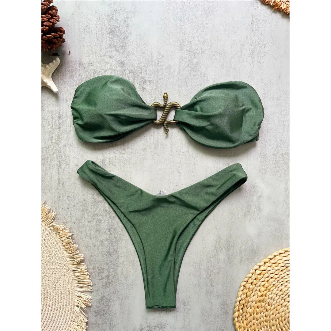 10 Colors Bandeau Metal Snake Bikini Two-pieces Bikini Set