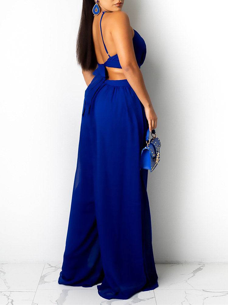Straps V-Neck Cut Out Jumpsuits
