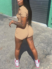 Zip Up Cargo Rompers