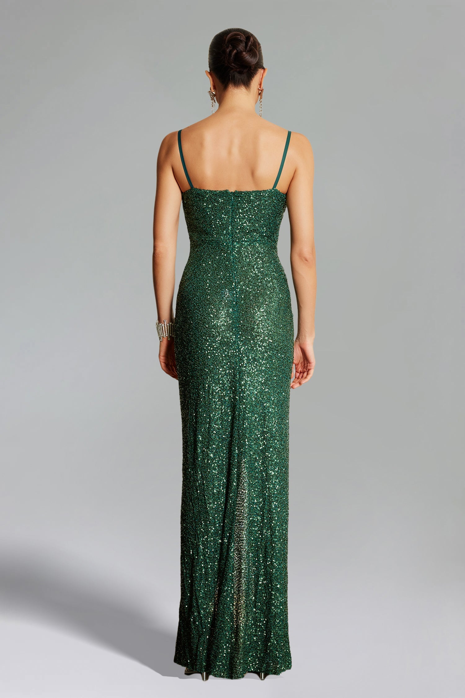 Flower Cut Out Twist Slit Maxi Dress - Green