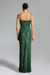 Flower Cut Out Twist Slit Maxi Dress - Green