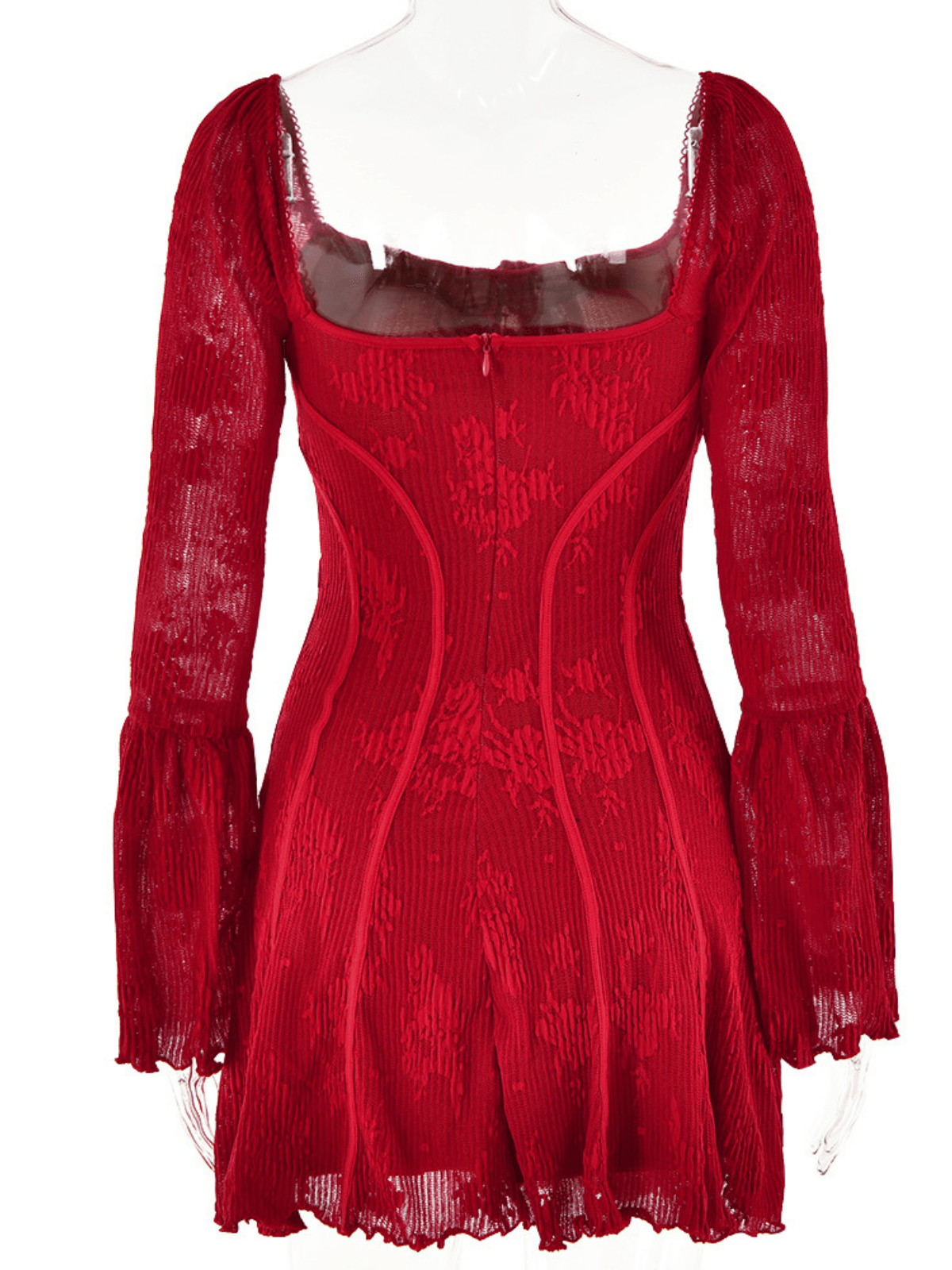 Robe mini rouge à encolure carrée et imprimé floral 