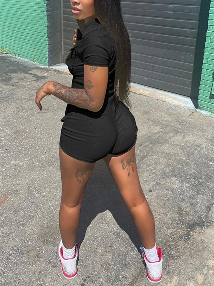 Zip Up Cargo Rompers