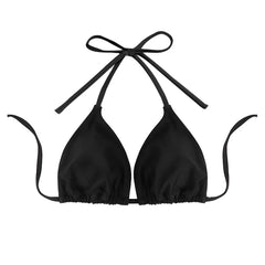 1Pc Bikini Top Bra Swimsuit Style Solid Color Hanging Neck Bareback Strap Bikini Swimsuit Bra Swimsuit
