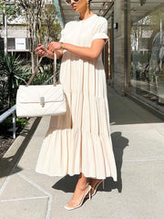 Solid Color Ruffle Dresses