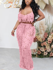 Crochet Tassels Crop Top ï¼?Pants Set