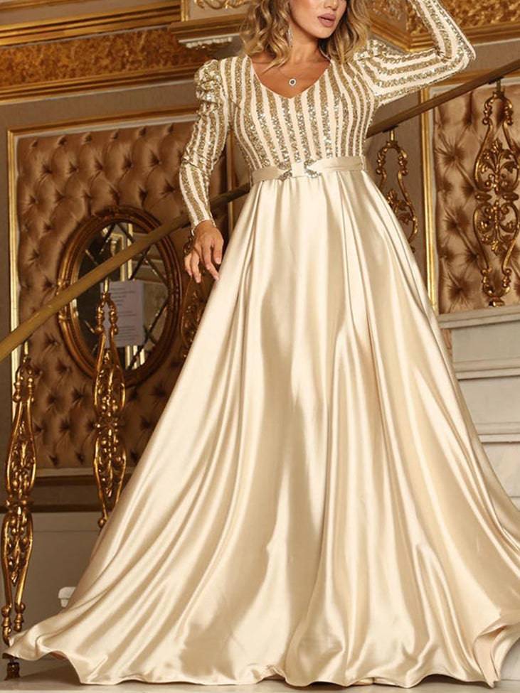 Elegant Sequined Satin Dresses