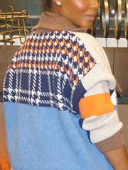 Retro Color Block Sweater Cardigans
