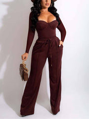 Square Collar Casual Outfit Sets
