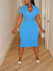 Knit Solid Midi Dresses