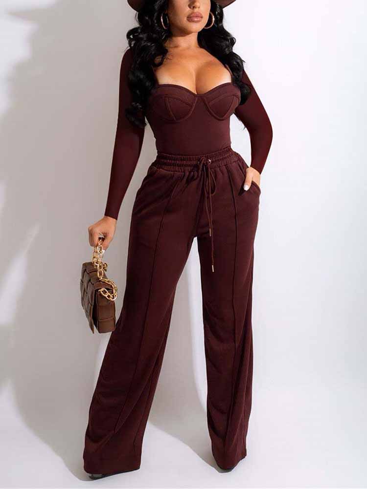 Square Collar Casual Outfit Sets