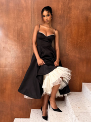 Robe midi en tulle satiné