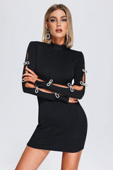 Diamante Bows Cutout Mini Bandage Dress