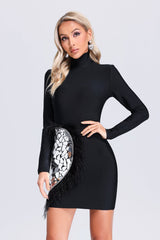 Mirror Feather Bandage Mini Dress