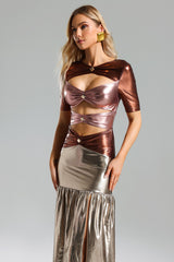 Metallic Cut Out Maxi Dress