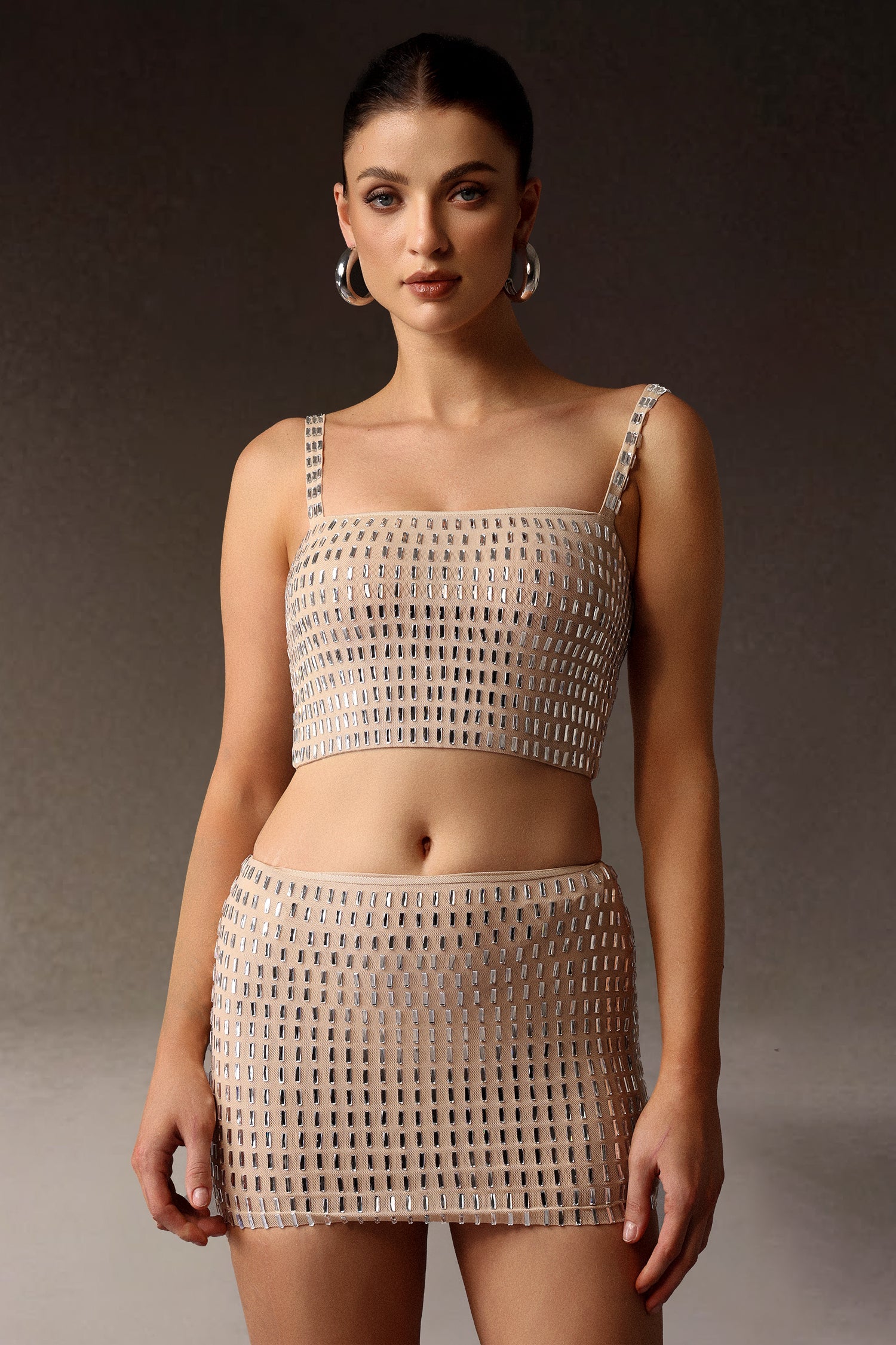 Ensemble deux pièces mini sans manches à diamants
