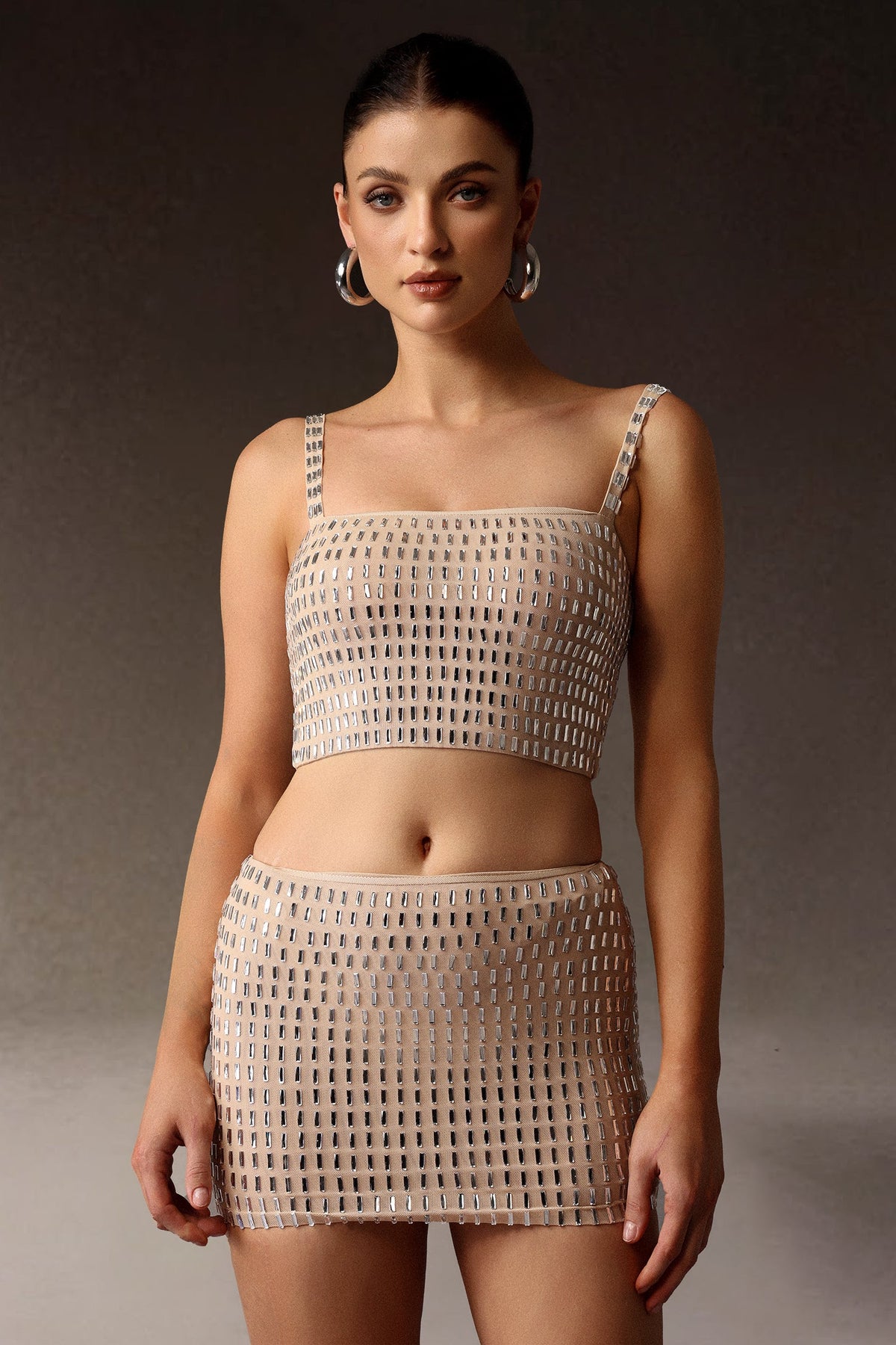 Ensemble deux pièces mini sans manches à diamants