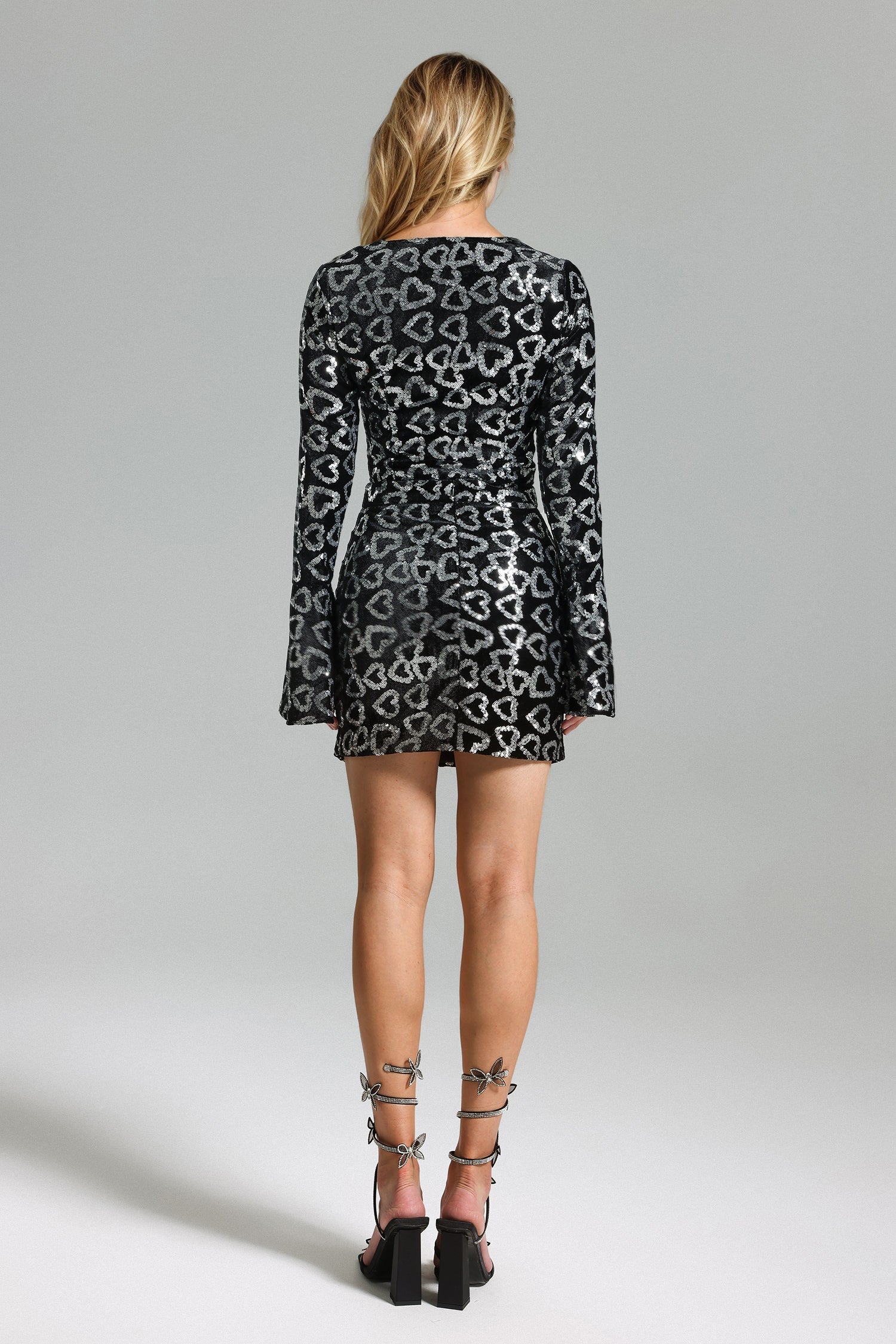 Ensemble à sequins col V - Noir 